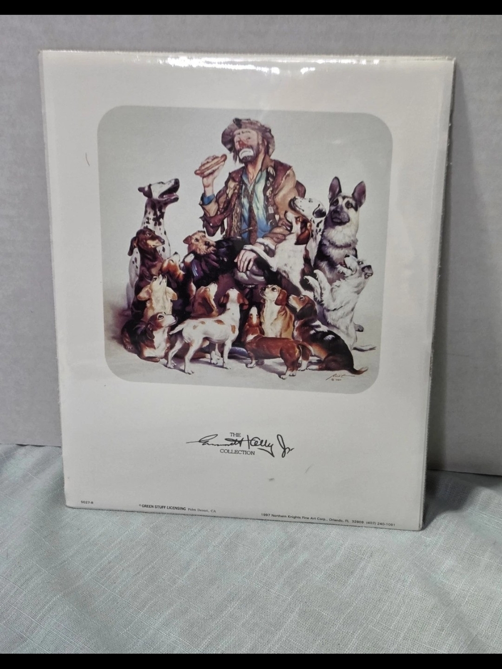 Signed Emmett Kelly Jr Clown With Dogs Art Print - Multi-Color